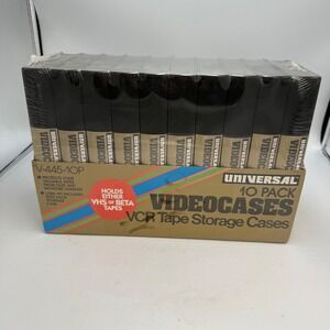 Universal 10 Pack VideoCases VCR Tape Storage Cases VHS Beta V-445-10P Sealed